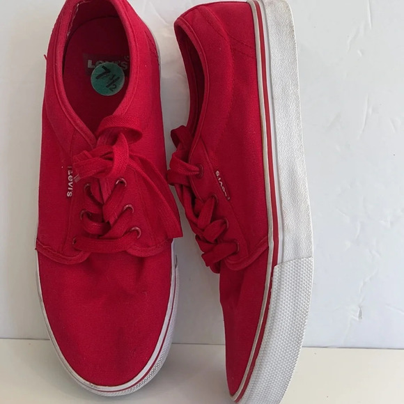Levi’s Mens Red Canvas sneakers shoes size 7.5 - Picture 4 of 12